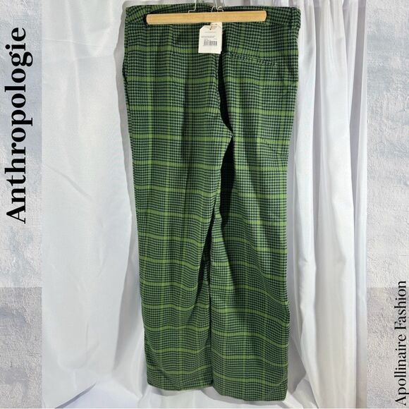 ANTHROPOLOGIE NICE THINGS PLAID PANTS IN GREEN BLUE SIZE 12 NWT - Picture 10 of 12